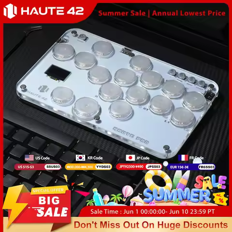 Haute42 Arcade Joystick Hitbox Leverless Controller Fight Sticks For PC / Ps4 /Switch Mini Hitbox Fi