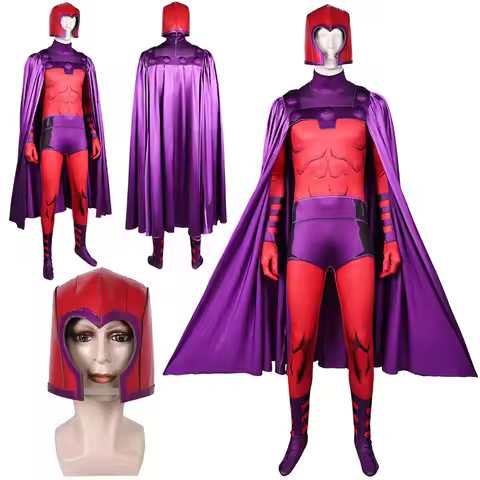 Magneto Cosplay Fantasy Jumpsuit Cloak Anime X Super Villain Costume Disguise Adult Men Roleplay Fan