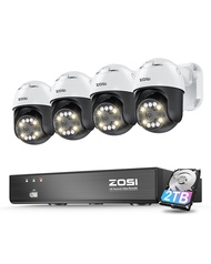 4K PoE Security Camera System with AI Face Person Vehicle Detection, 4 x 5MP 3K Outdoor Auto Trackin