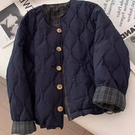 [Echo Chic] Niche Design Sense Diamond Checked Padded Jacket Women 2025 Autumn Winter New Style Fash