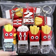 2-1Pcs Hamburg French Fries Fidget Keychain - DIY Keyboard Relief Stress Pinch Toy Gifts - Finger Ke