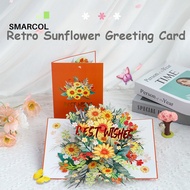 Sunflower 3D Pop-Up Greeting Card 3D Rotating Sunflowers Card Elegant 3D Orange Sunflowers Paper Car