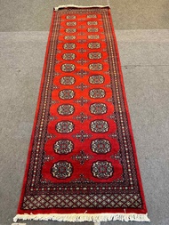 Oriental rug hall runner wool on cotton base size 250x74 cm 8.3x2.5 ft thick pile from Pakistan hand