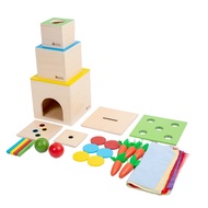 6 in 1 Play Kit Toy- 3 Nesting & Stacking Boxes, Object Permanence Drop Game, Coin Box, Carrot Harve