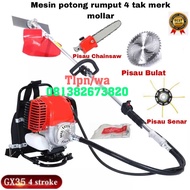 Mesin potong rumput 4 tak Honda merk mollar komplit mata pisau potong kayu chainsaw