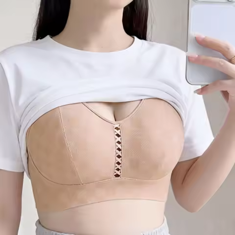 Summer Cool Mesh Large Breast Bra C-G Cup Slim 3D Breathable Invisible Ultra-Thin 0.1cm Stable Shock