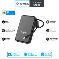 Amgras PowerMeta 845 3C Certification PowerBank 20000mAh Large Capacity 22.5W Fast Charging Built-in