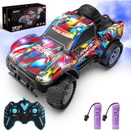 DEERC Remote Control Car for Boys & Girls Ages 4-8, Spray RC Truck with Music & Colorful LED Lights,