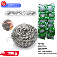BEST SELLER! 1 Lusin Isi 12 Pcs - Sabut Ako 30g Hijau / Spon Cuci Piring Kawat Ukuran Besar- Stainle