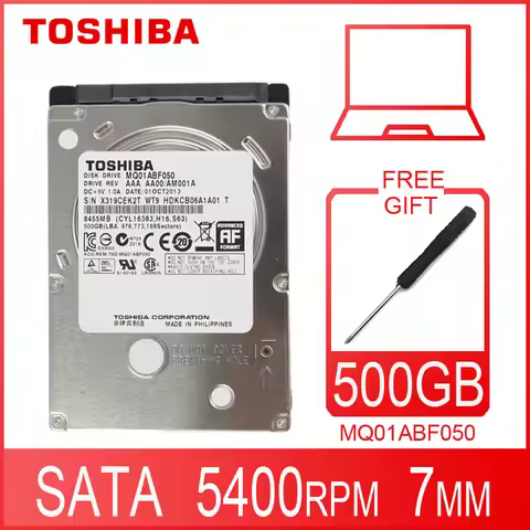 TOSHIBA Laptop Hard Drive Disk 500GB Internal HDD HD 2.5" 5400 RPM 7mm SATA 2 MQ01ABF050 for Fujitsu