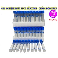 Ống Nghiệm EDTA Chống Đông Máu Nắp Xanh (Hộp 100 Ống)