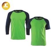 ENZO Unisex Raglan Round Neck Tshirt - Lime Green / Navy 1028