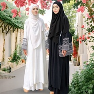 Kuffiya Suit  IRONLESS + TOTE BAG Front Zipper Nuring/BF Friendly black/wine red/white Jubah Labuh P