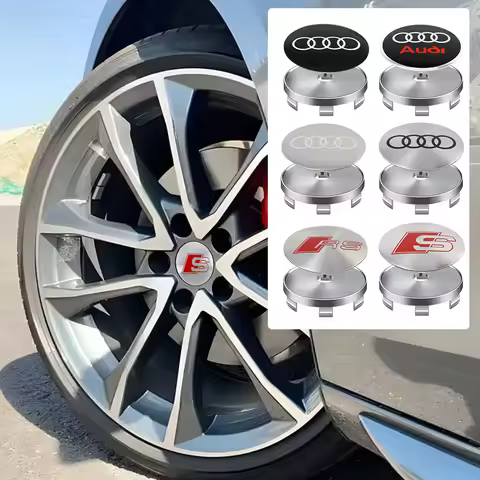 56/60/63/65/68MM Car Wheel Center Hub Caps Tire Rim Cover Sticker For Audi Sline RS A3 A4 B8 8P 8V B