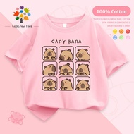 Capybara COD Perempuan Lengan Pendek  100% Cotton Graphic Children T Shirt High Quality Round Neck T
