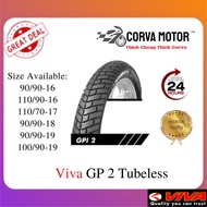 Corva Motor Tayar Viva Tubeless GP 2 Modenas Jaguh Cafe Racer Scrambler Rim 16 / Rim 17 / Rim 18 / R