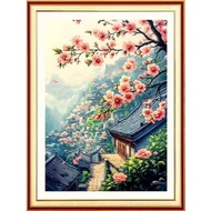 Spring House embroidered painting size: 50x76cm (unembroidered and unframed painting)