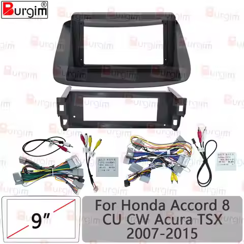 Burgim Car Android Radio Frame For Honda Accord 8 CU CW Acura TSX 9 inch 2Din Fascia Stereo Panel 16