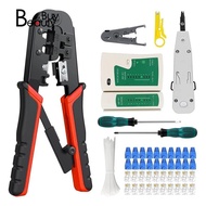 1Set Crimping Tool RJ-11, 6P/RJ-12, 8P/RJ-45 Ethernet Crimping Tool Kit 20 Connectors,20 Caps,1 Network Cable Tester Portable Crimping Cutter Pliers