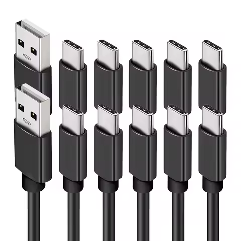 USB Type C Cable 3A 10-Pack Fast Charger Cord for Samsung Galaxy S21 S20 S8 S9 S10 Note 9 8 Google P