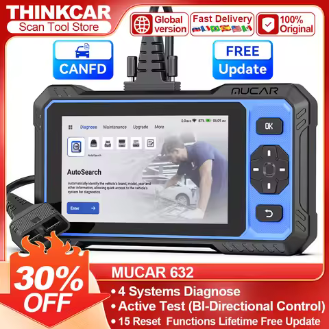 MUCAR 632 4 System Car Diagnostic Tool Auto Scanner 15 RESET Bi-Directional Control CAN FD Obd2 Code