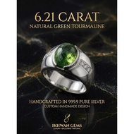 Natural Green Tourmaline 6.21ct | Silver 999.9 Handmade Custom Design