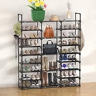 Shoe Rack Organizer for Entryway Closet, 9 Tiers 50-55 Pairs Shoe and Boots Shelf, Large Shoe Storage Cabinet Metal Tall Shoes Tower