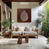 ERGOO Frame Khat Ayat Kursi Teardrop Jumbo 3D - Hiasan Dinding Ruang Tamu Besar - Deco Mushola Kayu 