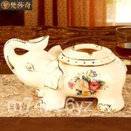 XY！Fansaki Elephant European Style Ashtray Luxury Living Room Home with Lid Creative Individual Porcelain Ashtray Office