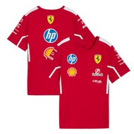 2025 New F1 Racing Kit + Scuderia Ferrari F1 Team Football Jersey + Men's Summer Short Sleeve Jersey