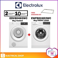 {COMBO} Electrolux 8kg front load EWF8024D3WC washing machine +  8kg EDV804H3WC venting dryer (FREE 