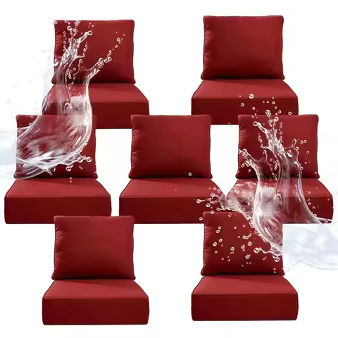 7-Piece Outdoor Chair Cushion Set - 24 x 24 x 6 Waterproof Patio Furniture Cushions with Removable C