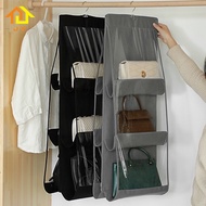 6 Pocket Folding Hanging Large Clear Handbag Purse Storage Holder  Anti-dust Organizer Rack Hook Han