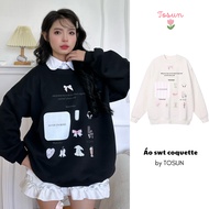 TOSUN Loose Form Sweater Shirt 2-Skin Fleece Cute Pattern Coquette Style S26