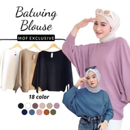 Batwing Blouse Knitted Muslimah Baju Women Plain Long Sleeves Knitted Top Knitwear Office Wear Ironl