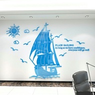 A033สติ๊กเกอร์ติดผนังรูปเรือ อะคริลิคติดผนัง ของแต่งบ้าน DIY สติ๊กเกอร์
