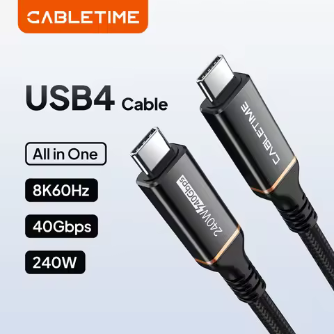 CABLETIME USB 4 Thunderbolt 4 Cable Compatible Type c 8K@60Hz Data Transfer 240W Fast Charging for D