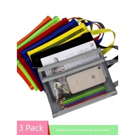 file buku sekolah expanding file folder Benang mesh lutsinar, beg ritsleting lapisan dua, beg tangan