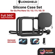 (MY) LionShield GoPro Hero 13/12/11/10/9 Silicone Case Set Casing Lens Cover Screen Protector w Stra