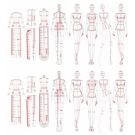 【GEG】-Fashion Illustration Rulers Sketching Templates Ruler Sewing Humanoid Patterns Design Clothing