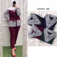 Lemora Set / Baju Muslim Wanita Terbaru 2021 / Stelan Murah / Terlaris