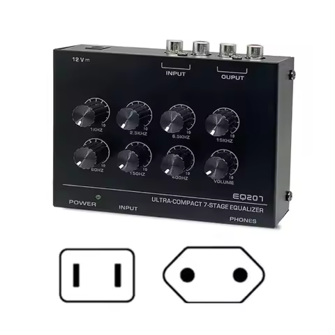 Preamp EQ207 7 Band Equalizers Sound Modifiers DC12V Power Input Audio Mixer
