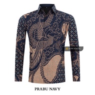 KEMEJA Original Batik Shirt With PRABU NAVY Motif, Men's Batik Shirt For Men, Slimfit, Full Layer, Long Sleeve