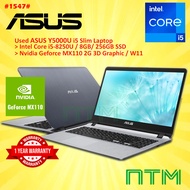 #1547 USED ASUS Y5000U SLIM LAPTOP INTEL CORE I5-8250U 8G 256SSD NVIDIA GEFORCE MX110 2GB GRAPHIC WI