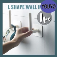 (5PC) L-Shape Multifunction Wall Hook Self Adhesive Holder Wall Hangers Hat Key Drawer Handle Hangin