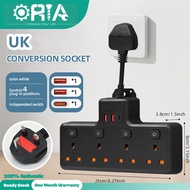 ORIA Multi Plug Socket Extender with Independent Switch Power Extension Outlet with 4 AC Sockets & 2