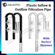 Aquapro Acrylic Filter Pipe Set with Surface Skimmer Clear - 13mm 17mm | aquarium lily pipe skimmer 