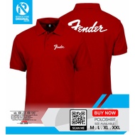 Poloshirt Fender Logo Guitar Music Logo T-Shirt -RENATA.STORE