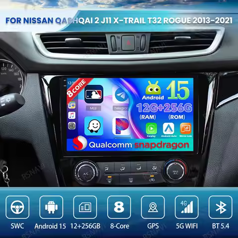 Android 15 Car Radio For Nissan Qashqai 2 J11 X-Trail T32 Rogue 2013-2021 QLED BT GPS DSP 4G LTE Aut