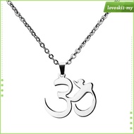 [LovoskibcMY] Silver Stainless Steel Pendant Necklace Aum Om Ohm Sanskrit Amulet Charms